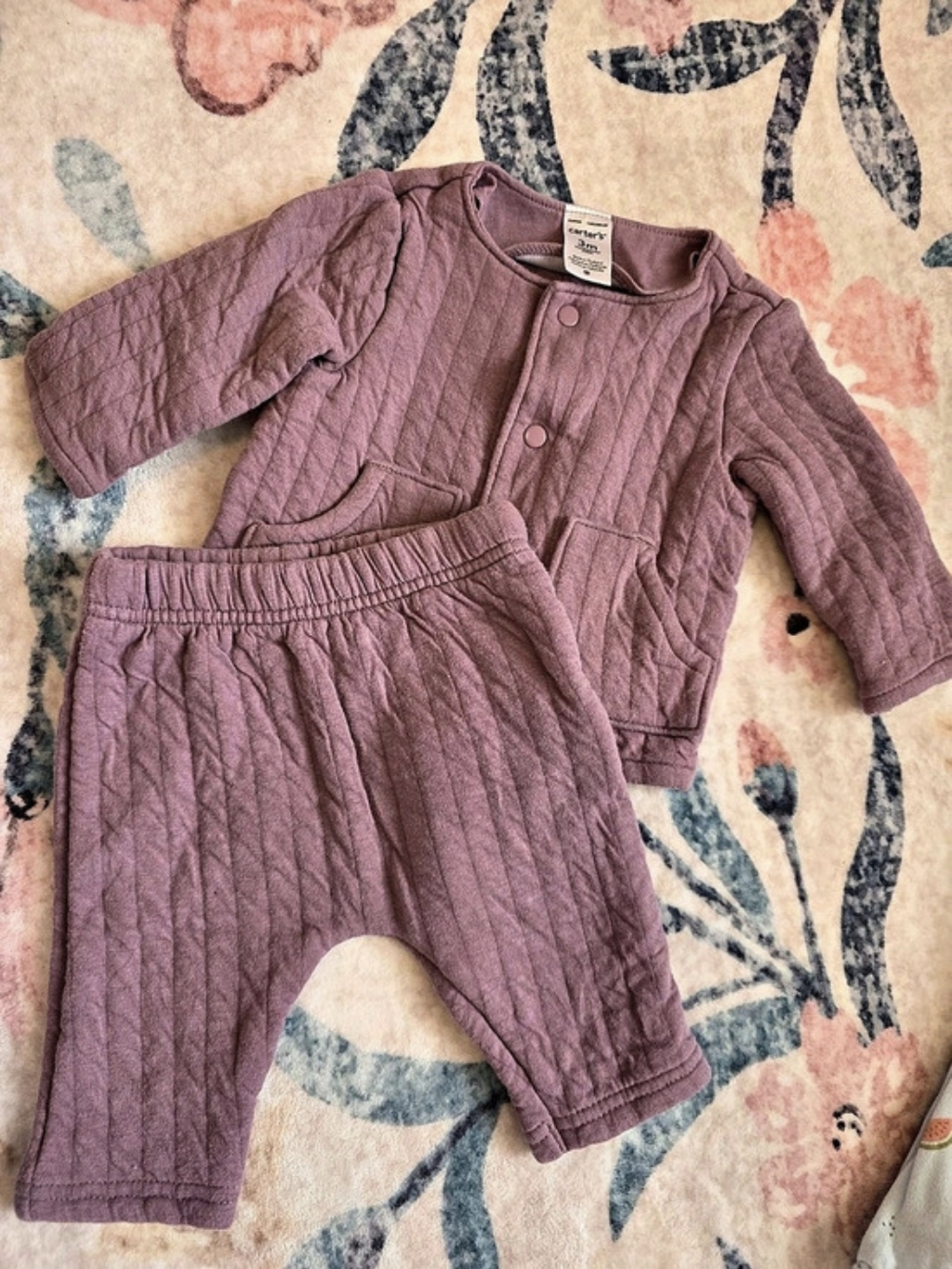 Carter's Quilted Matching Set in Mauve 3mnth